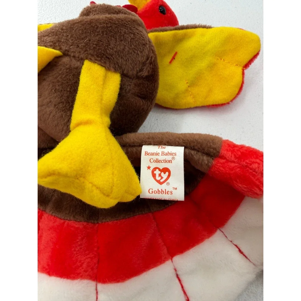 Ty Beanie Babies Gobbles Turkey Plush 1996 Vintage Thanksgiving Brown Red 9 inch